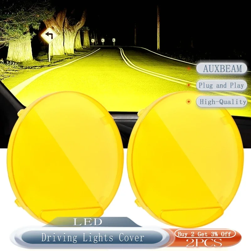 AUXBEAM 7 inch 9 Inch Round LED Lights Car Driving Lights Cover Work light Round Amber Lamp Cover 2pcs Car accessories