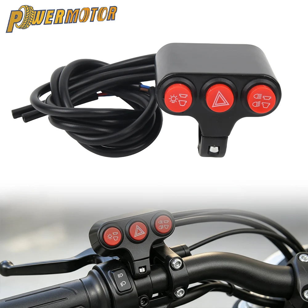 Motorcycle Handlebar Switch High Low Beam and Double Flash Function Compatible Aluminum Alloy Motorbike Universal Parts ﻿﻿