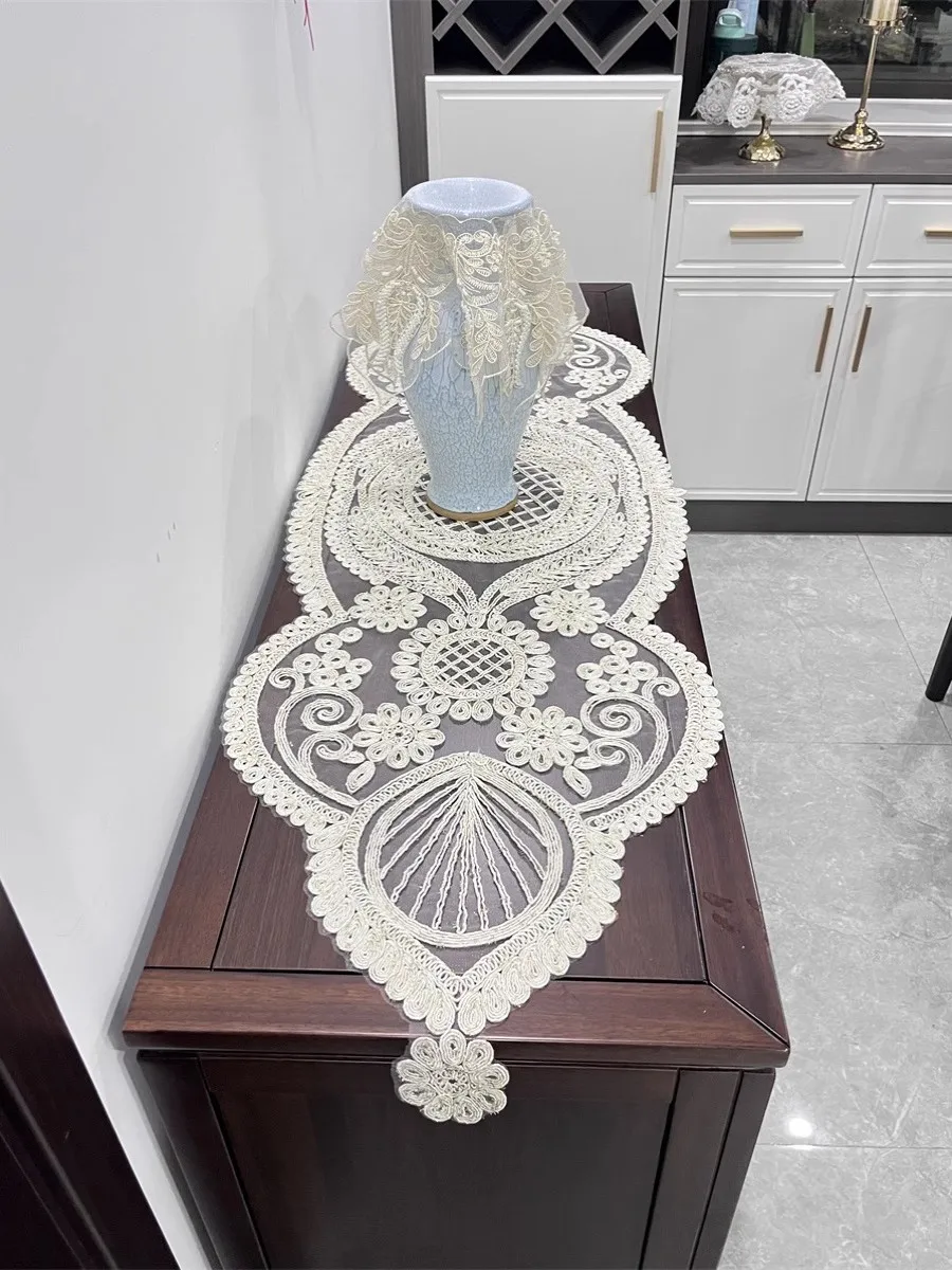 

HOT flower Rope embroidery Table flag Runner cloth cover tablecloth Christmas Party Wedding Table decoration and accessories