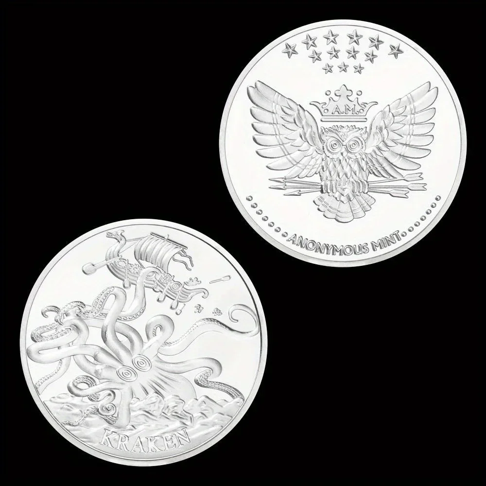 The Nordic Sea Commemorative Coin Monster Kraken Silvery Plated Souvenir Coin Home Decoration view 6