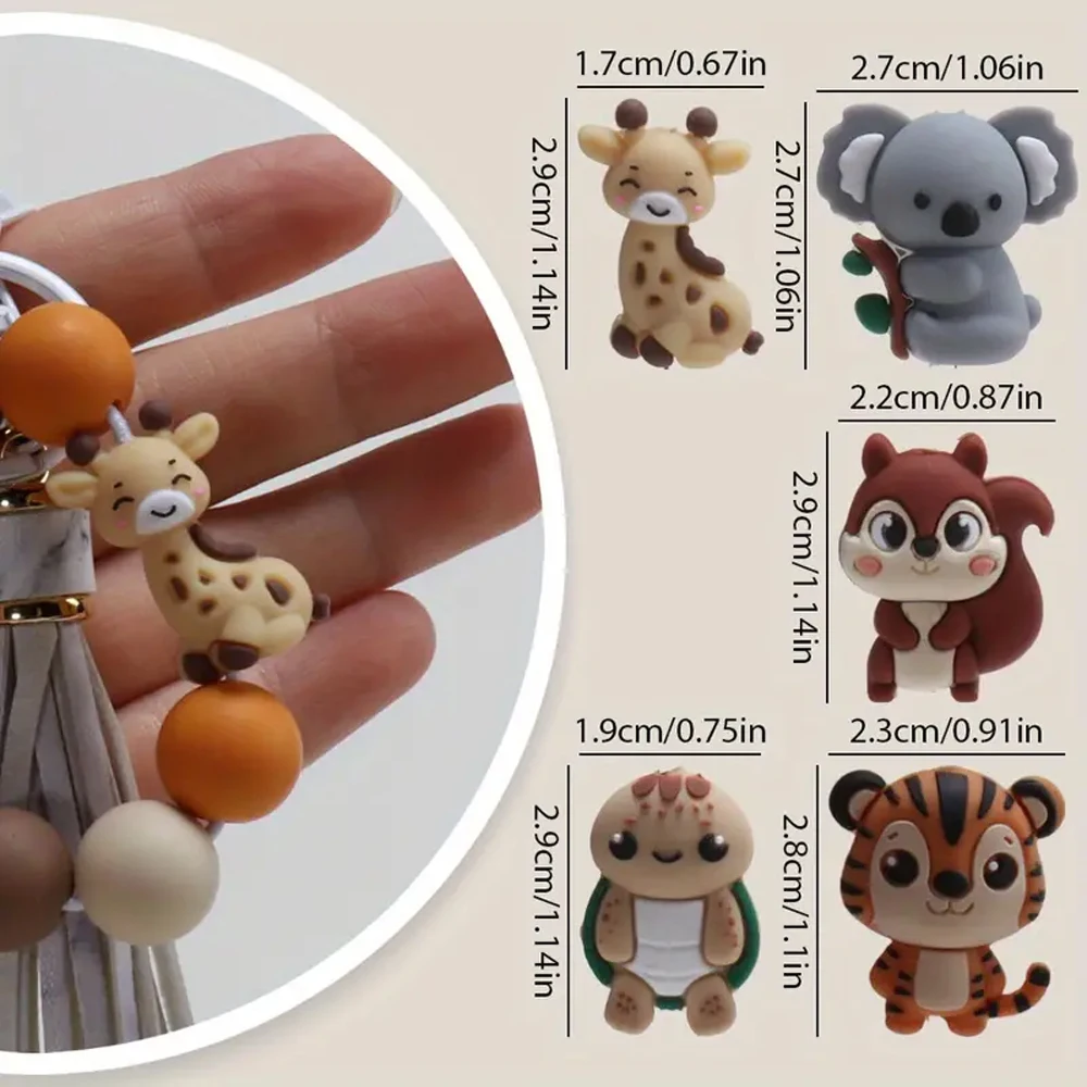 5/25-teiliges 3D-Tier-Kombinations-Silikonperlen-Set, perfekt für DIY-Handarbeiten wie Schlüsselanhänger, Halsketten, Armbänder usw. – Detail 2
