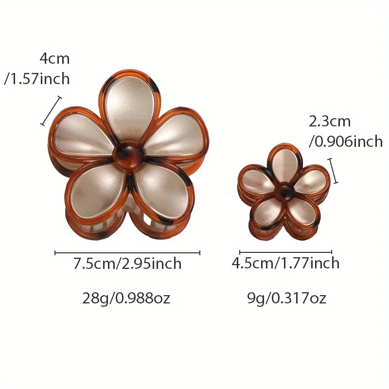 مشبك مخلب شعر رائع على شكل زهرة كهرمانية مكون من مادة الأكريليك، مثالي لأداء أنيق وإضافة ساحرة إلى مظهرك
