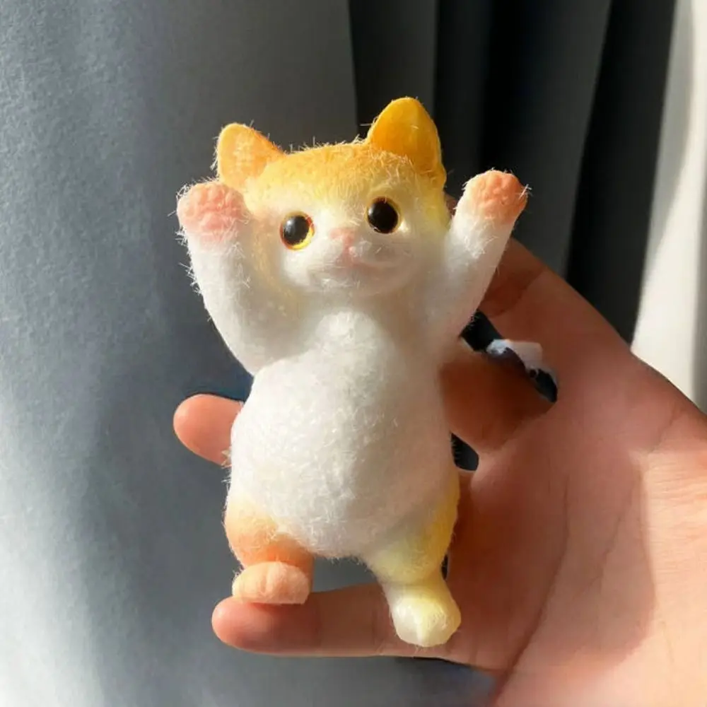 Novelty Slow Rebound Cat Doll Squeeze Toy Animal Colorful Simulation Cat Squeeze Toys Cartoon Mini Cat Fidget Toy Adults