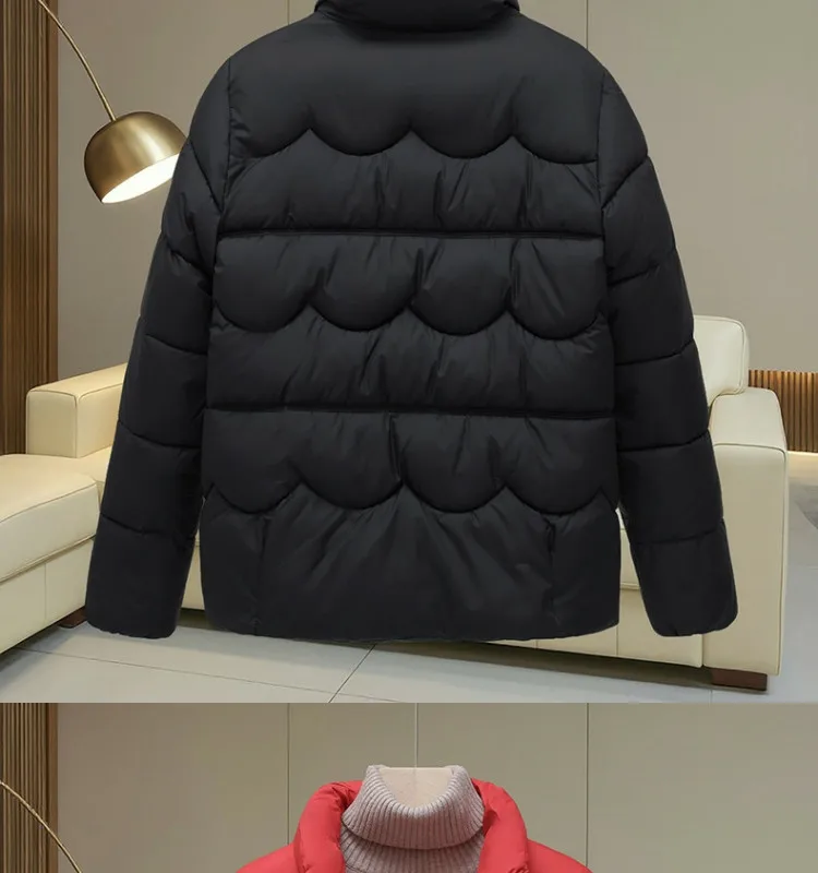 2027 Winter Parkas Women Down Cotton Jacket V-neck Large Fur Collar Belt Mid Length Cotton-padded Coat Female Outerwear Overcoat