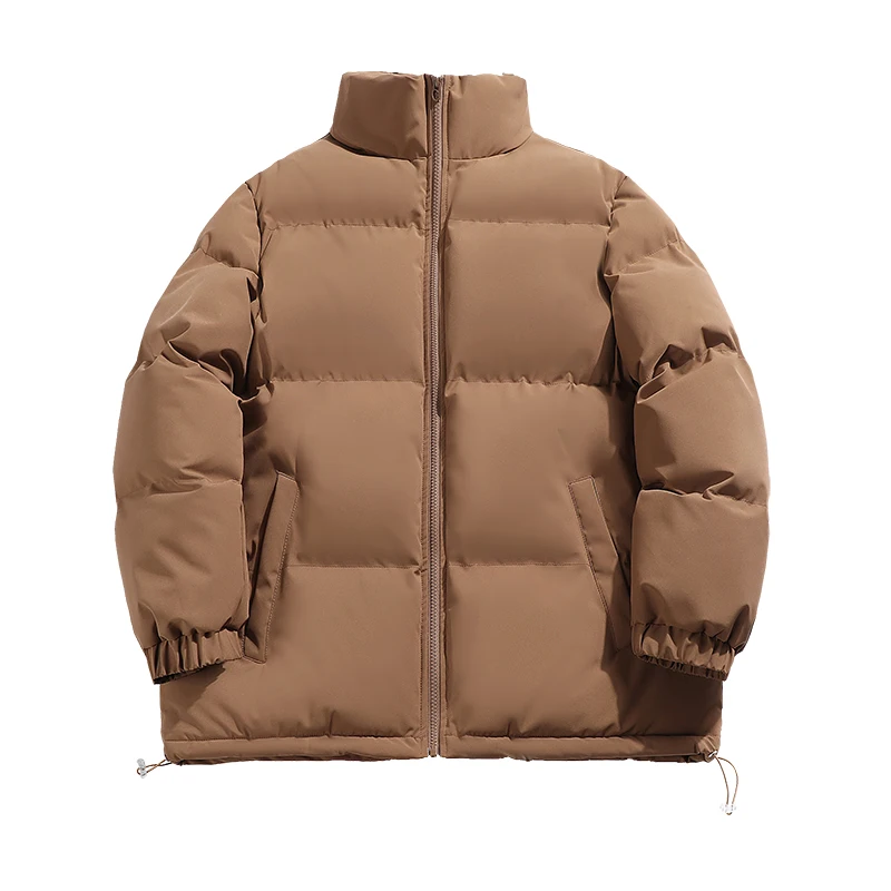 

Fashion Solid Color Zipper Parkas for Men Winter Warm Windproof Casual Streetwear Stand Collar Men Cotton Jackets High Quality
