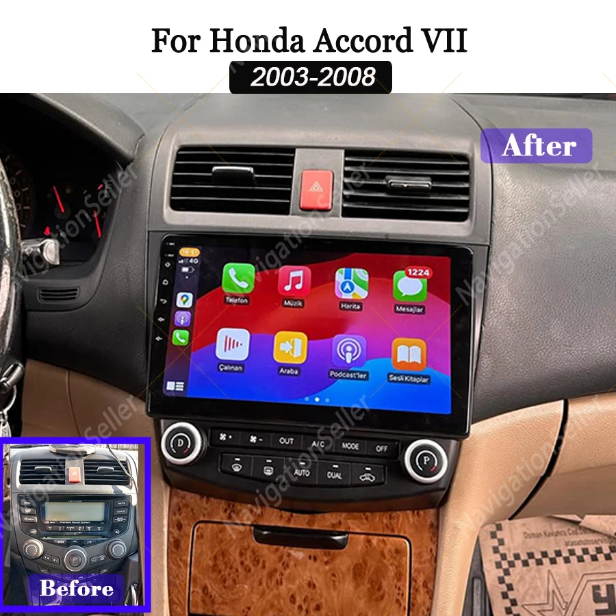 

Carplay Android Auto Multimedia For Honda ACCORD 7 VII 2003-2008 Autoradio GPS Navigation Stereo Touch Screen Video Backup Camer