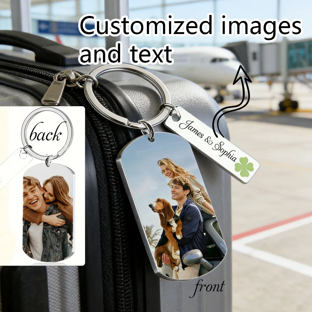 

Customized Photo Text Pendant Four-Leaf Clover Design Luggage Tag Travel Luggage Bag Decoration Gift Giving Custom Luggage Tag