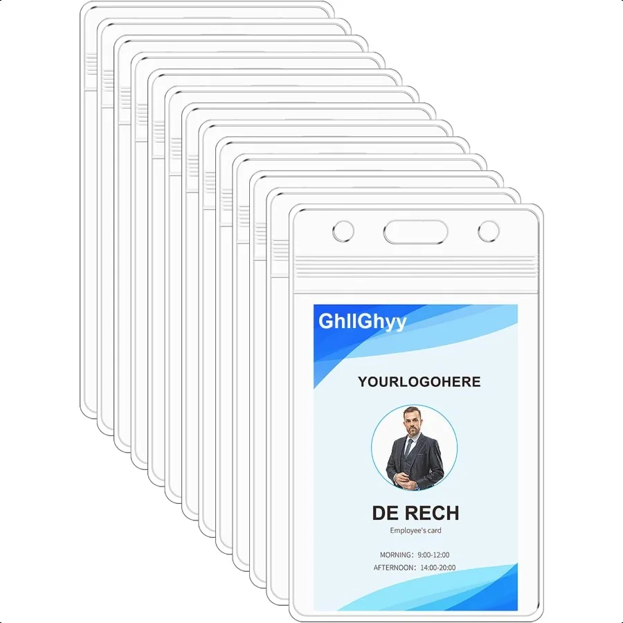 

100 упаковок очень толстых держателей для бейджей, сверхпрочные герметичные водонепроницаемые вертикальные держатели для бейджей, прочный прозрачный пластиковый значок из ПВХ