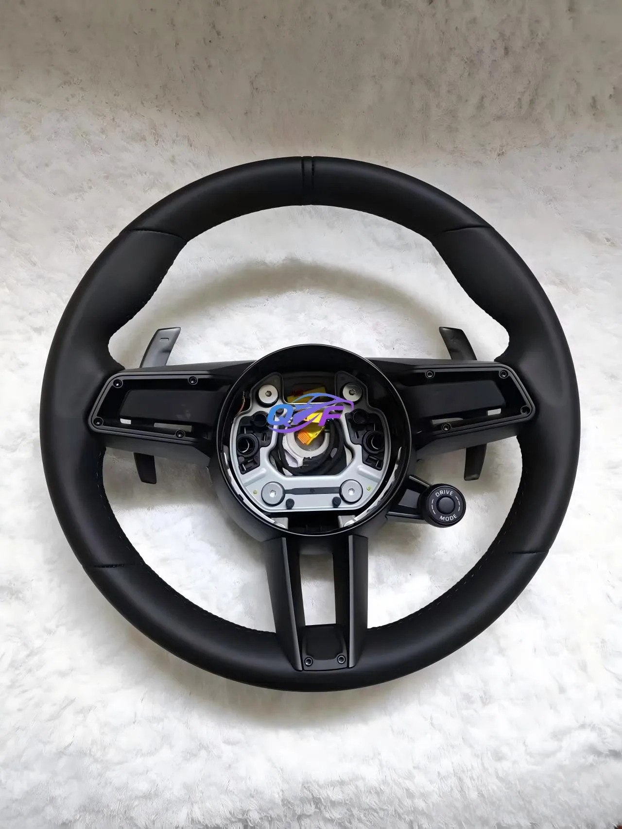 Perforated Leather Piano Black Sport Steering Wheel with Paddle Shifters for Porsche 911 718 Cayenne Panamera Macan Series