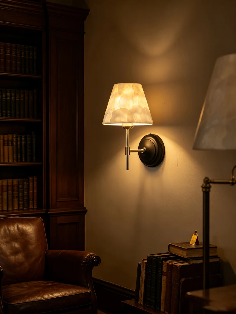 Shell Lampshade Wall Lamp E27 Bulb Gold Metal