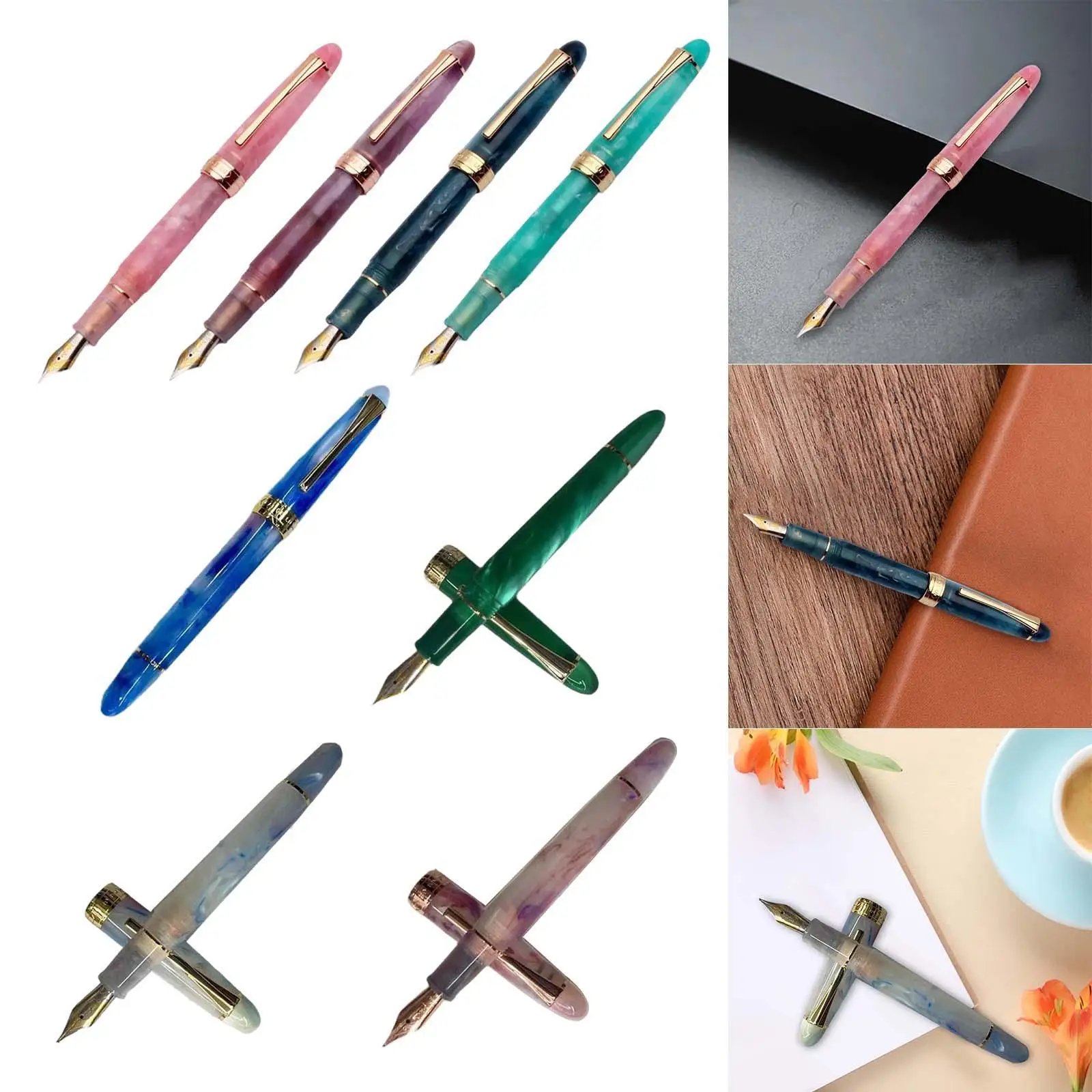 Piston Fountain Pen Ef0.5mm Mini Pocket Pen Creative Extra Fine Nib Large Ink Capacity Piston Filling Pen for Writing Signatures