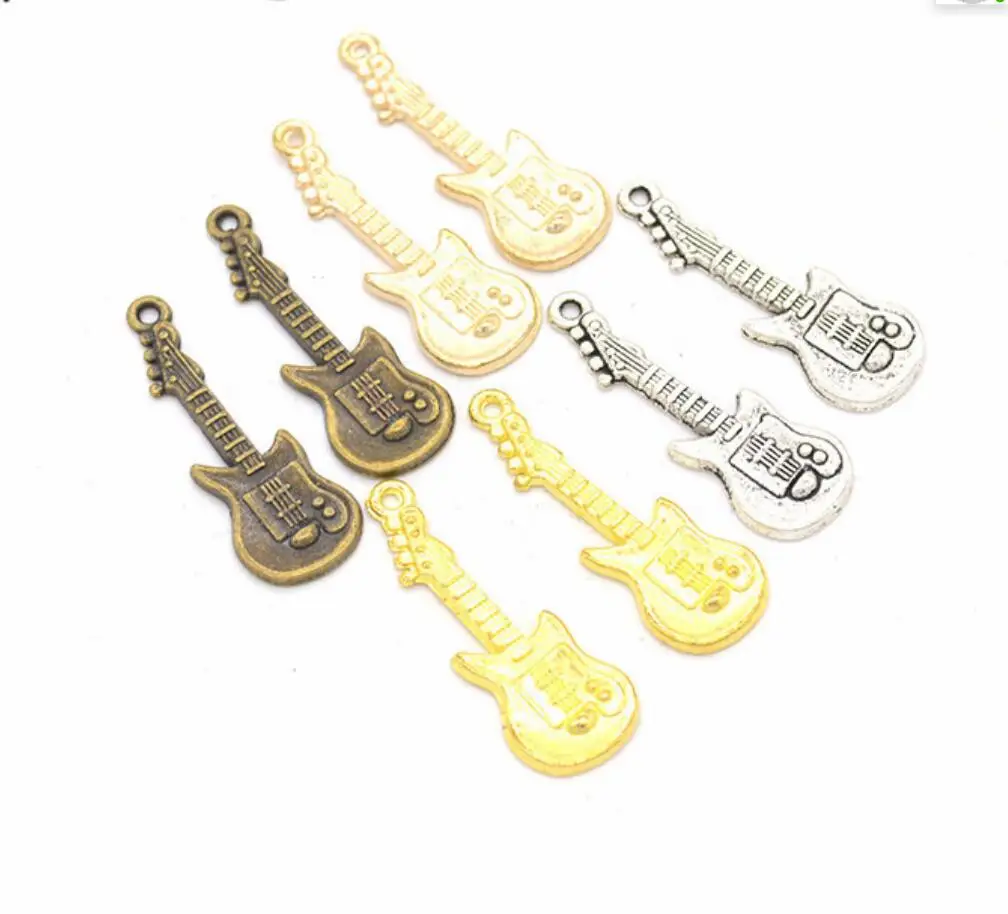 70pcs 31*11mm Antique Silver Color Guitar Charms Pendant For Jewelry Making DIY Jewelry Findings F0079