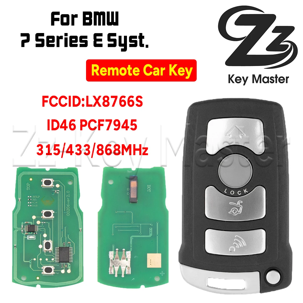 

Zz Key Master Автомобильный дистанционный ключ LX8766S Для BMW 7 серии 730 740 745i ID46 PCF7945 315/433/868 МГц Для BMW CAS1 Система E серии 7