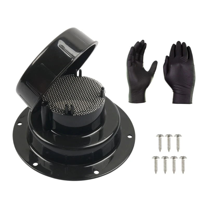 M76E Roof Vent Cover with Six-Hole Base and Black Hood Design