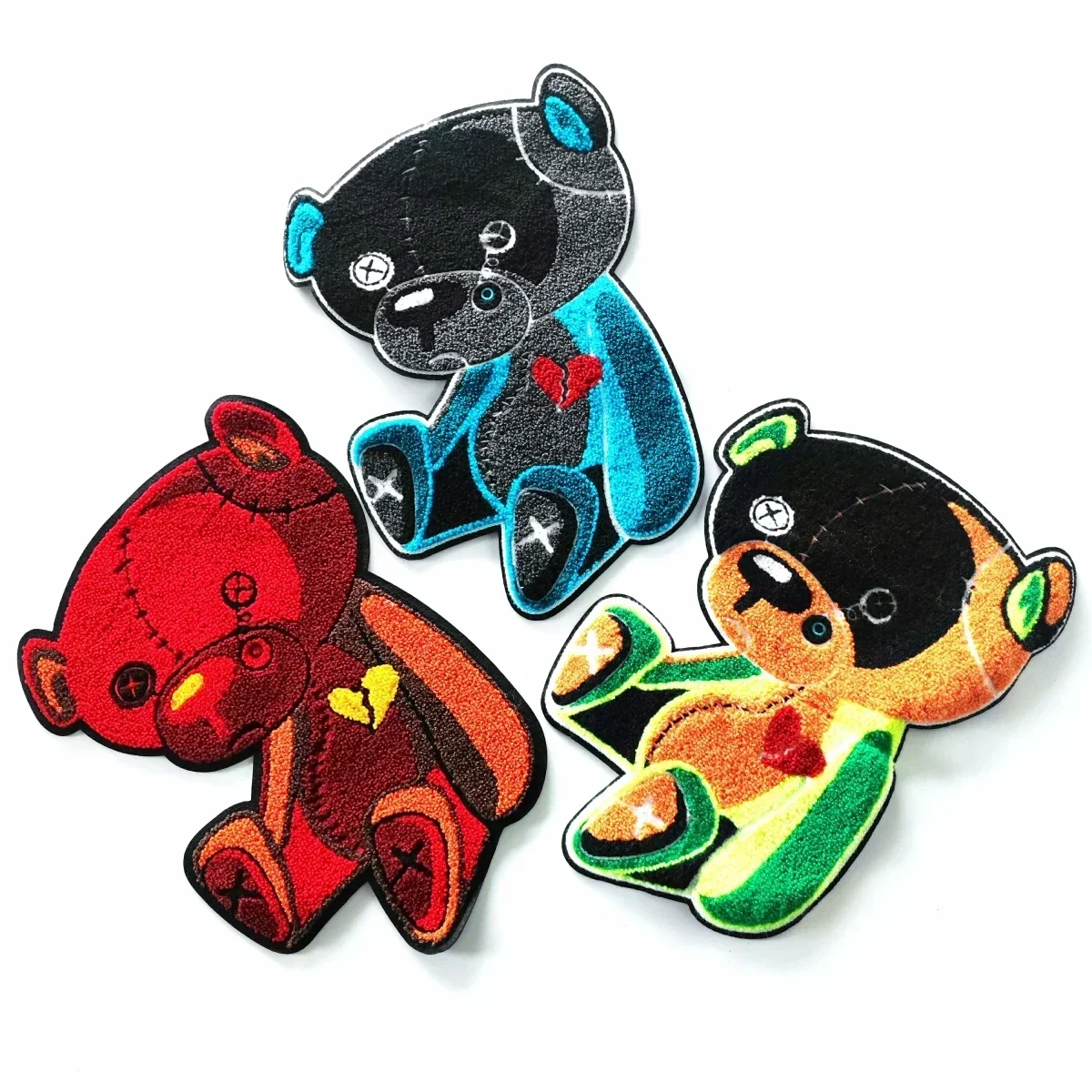 Parche bordado de gato, toalla de viñetas de animales, parches de oso, insignias de osos de chenilla, apliques de gatos para ropa A 2112101