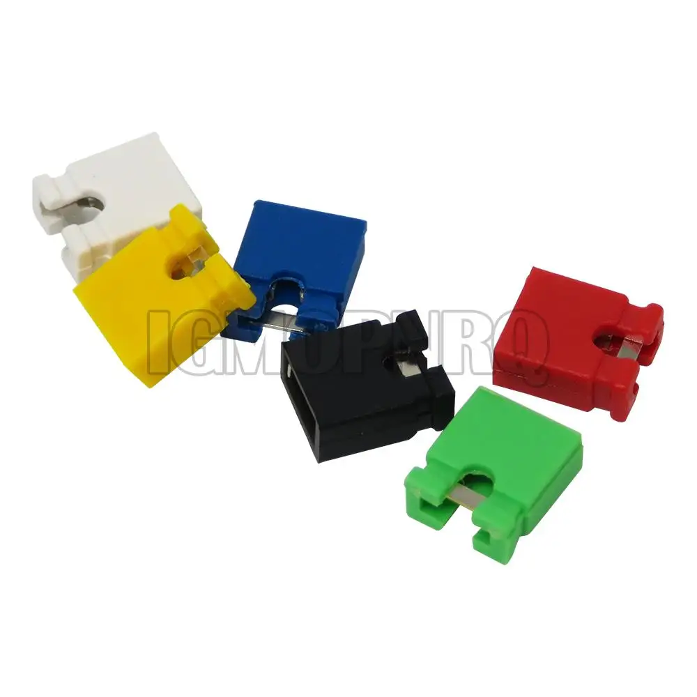 100PCS Pitch 2.54mm Header jumper shorted cap Headers Wire Housings Black yellow white green red blue open & closed For Arduino