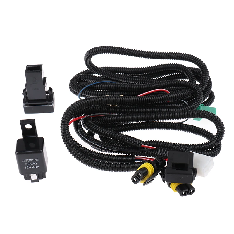 H11 Fog Light Wiring Harness Sockets Wire LED indicators Switch 12V 40A Relay