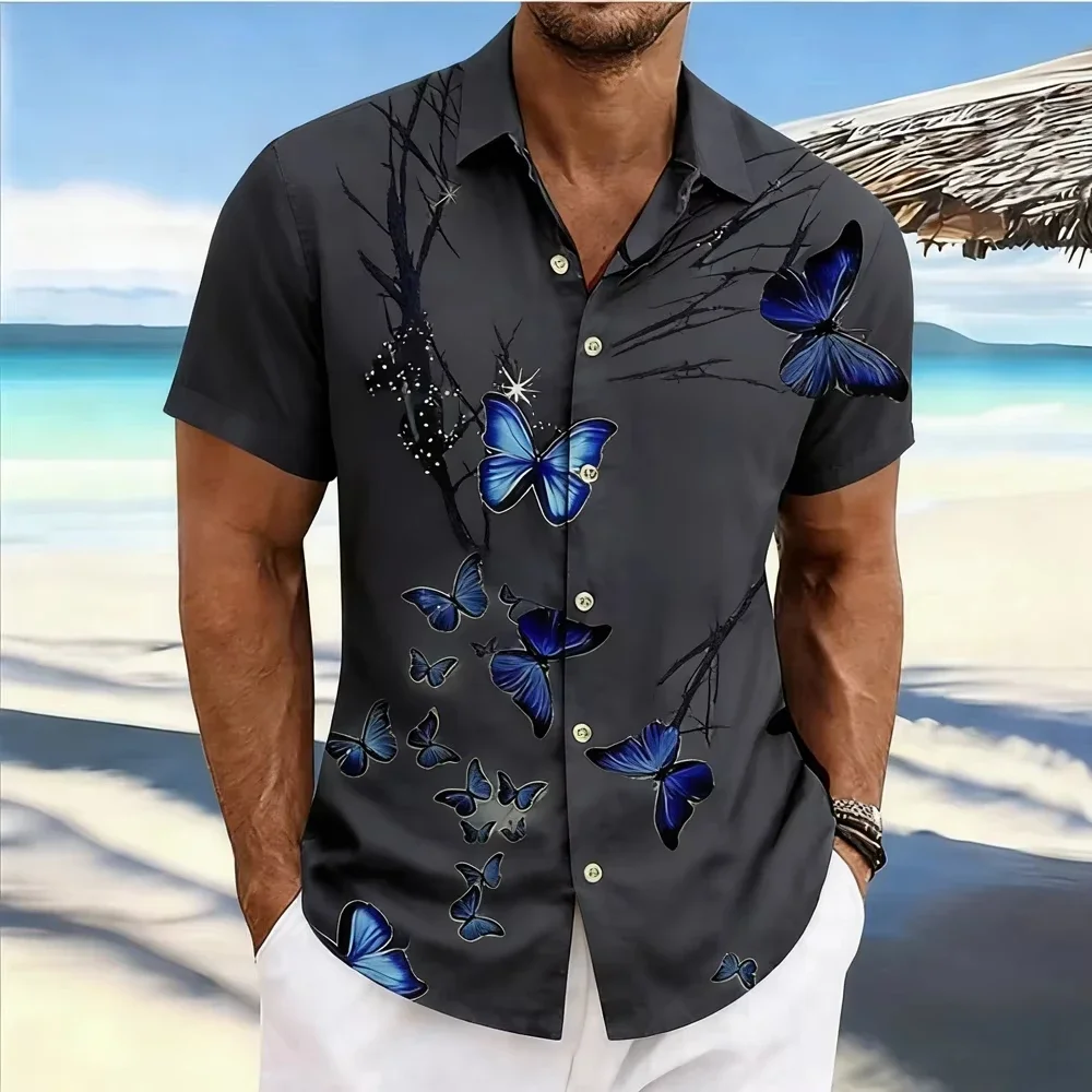 Holiday Hawaiian Men's Shirt Summer Fashion Casual Man Short Sleeve Shirt Cool Tropical Print Beach Wear Breathable Party Tops