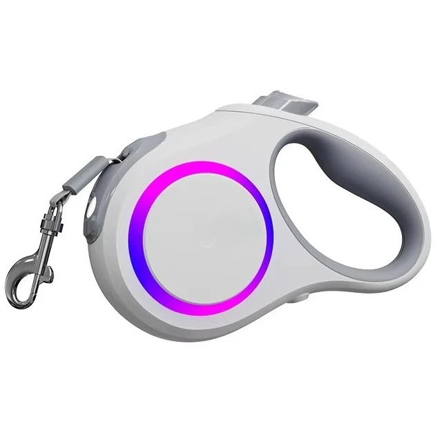 2026 New LED Retractable Dog Leash With Ambient Light Led Light for Night Walks Anti Slip Handle Retractable Led Dog Leash