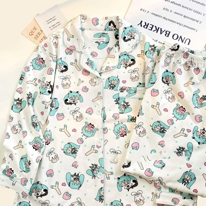 

Hatsune Miku Japanese cartoon pajamas female autumn and winter deed students' warm home uniform suits outer birthday gift