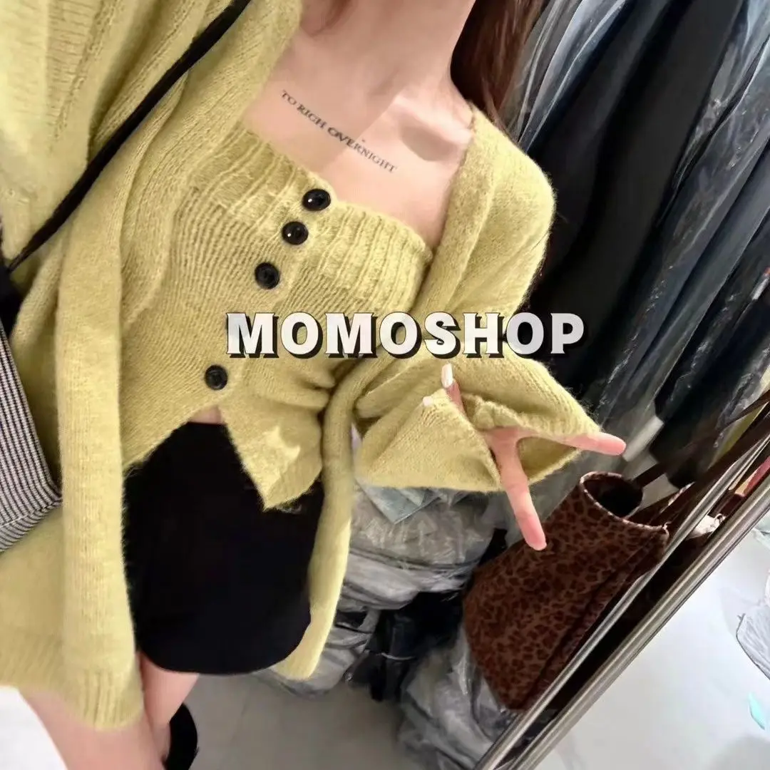 

​​Women's 2025 New Sweater Cardigan Button-Front Camisole Set Lounge-Ready Knitwear Coordinated Fall Winter Outerwear​​
