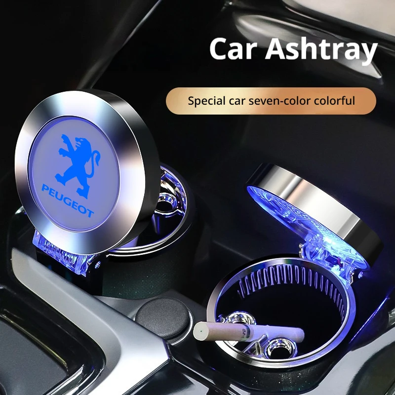 

Multi-Functional LED Auto Ashtray Air Vent Mount Cup Holder for Peugeot 3008 2008 207 208 Smokeless Cigarette Holder Auto Parts