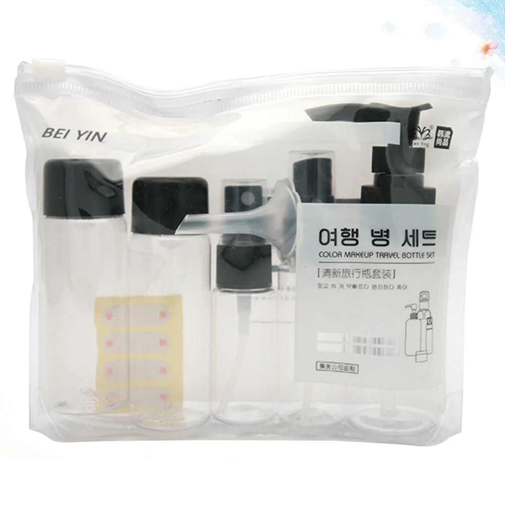 7-delige hervulbare flessenset Transparante pompspuitflessen Lekvrije lege vloeistofcontainers Draagbare reizen