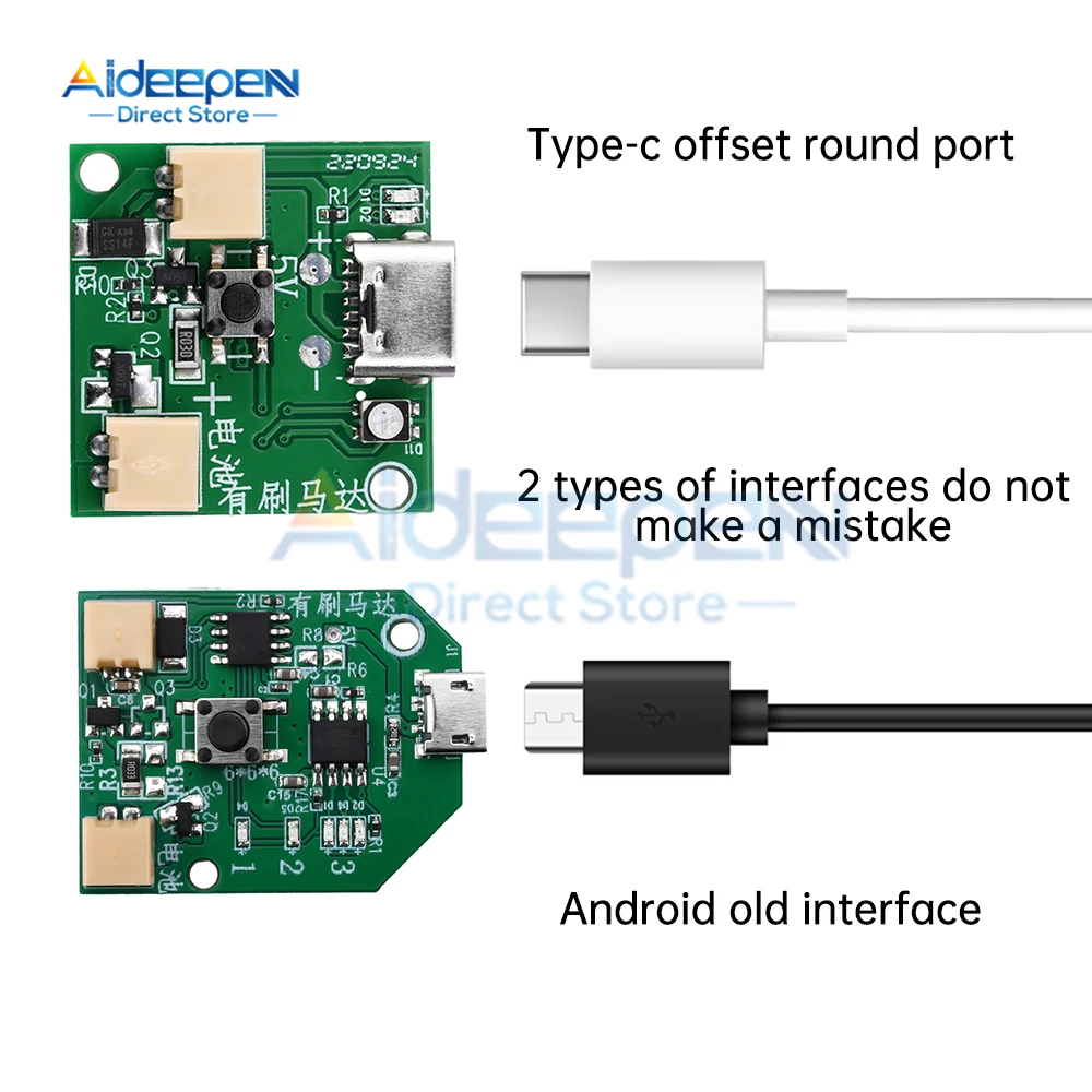 Uniwersalna płytka sterująca wentylatorem DC 5V 1A Micro USB/Type-C Moduł sterujący wentylatora ładującego Niskonapięciowy silnik szczotkowany Napęd