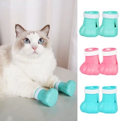 4pcs Anti-Scratch Cat Feet Covers Adjustable Anti-Off Shoes for Cat Silicone Cat Paw Protector Boots for Cat Bathing Pet Supplie