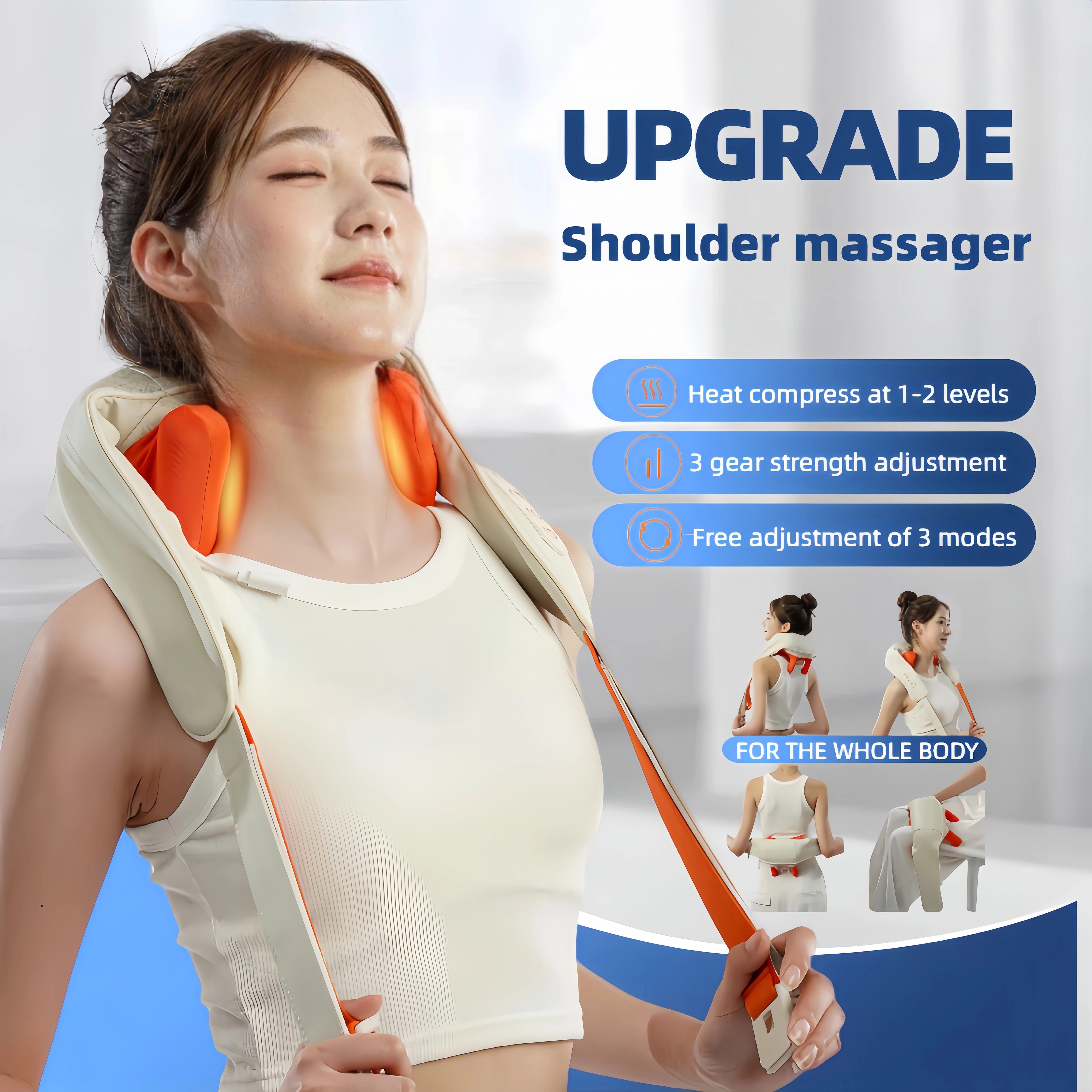 Neck And Shoulder Massager Wireless Shoulder And Back Kneading Massage Shawl Trapezius Neck Cervical masajeador