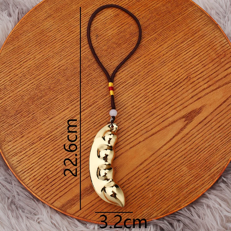Brass Peanut Good Things Happen Flowers Bloom Wealth Creative Golden Bean Handheld Keychain Accessory