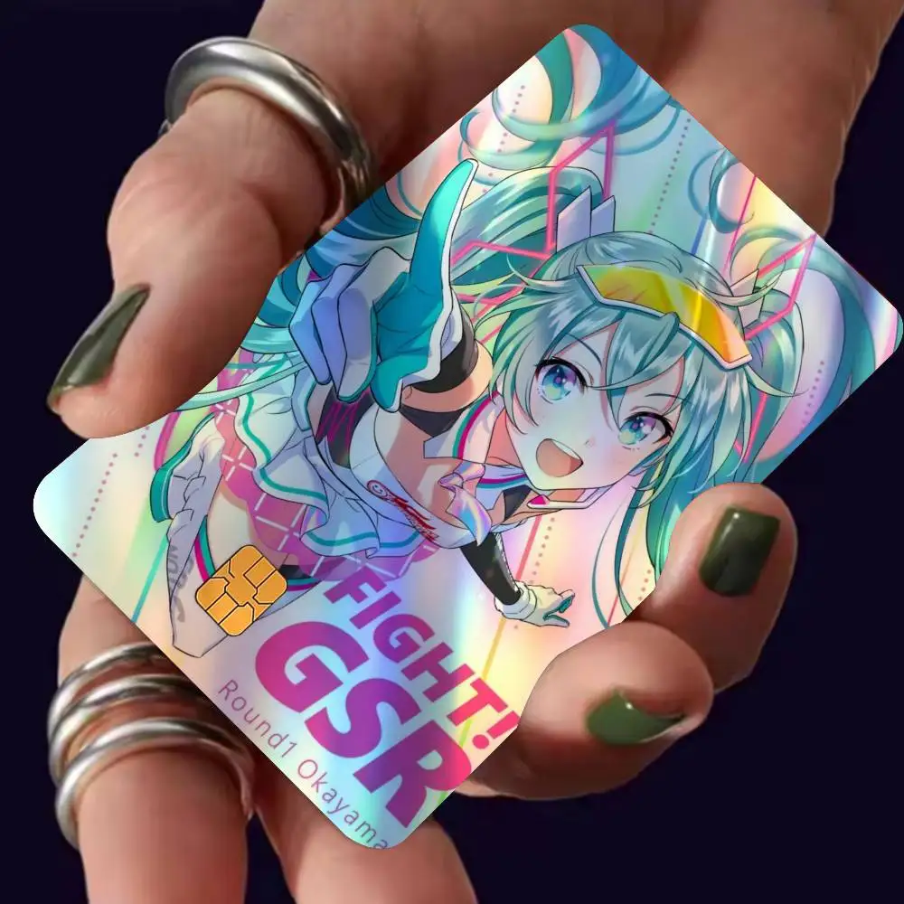 Idol Hatsunes-Miku Anime Anime 1 set of 4 pcs Funny Shell Ultra Thin No Fade Sticker Skin Cover Film for Debit Credit Card