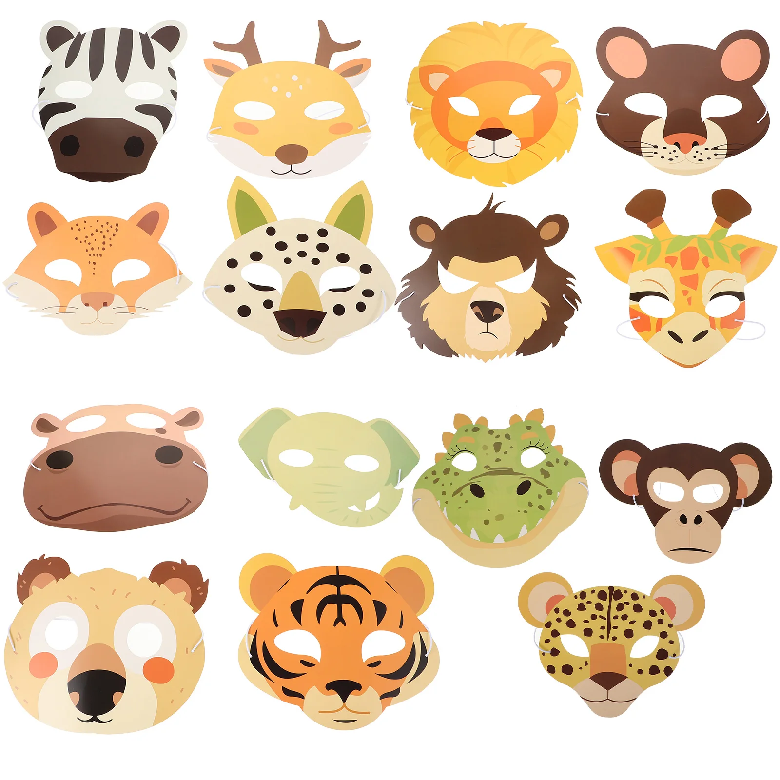 15 szt. Zwierzęce Maski Maskarady dla Dzieci Niedźwiedź Upominki na Przyjęcia Halloween Akcesoria Dżungla Lew Tygrys Hipopotam Maski Urodziny