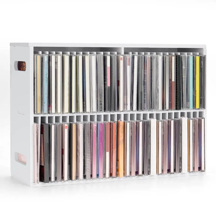 

SANFURNEY 52-слотовый держатель для хранения компакт-дисков, настенная подставка для компакт-дисков, органайзер для футляров с драгоценными камнями, штабелируемый держатель для дисков для T