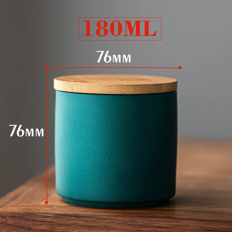 2Pcs Sealed Ceramic Bottles Glass Spice Jars and Lids Bamboo Cover Kitchen Food Storage Containers Tea Organizer Tanks 180ML