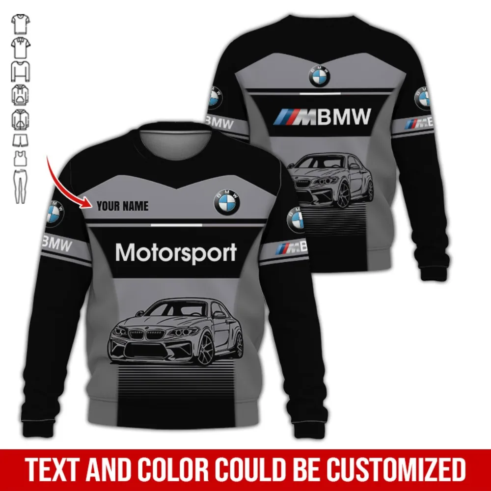 

2025 New Casual Long Sleeved BMW 3D Printed Round Neck Loose Sports pullover, Comfortable And Warm Motorcycle Riding Sweatshirt