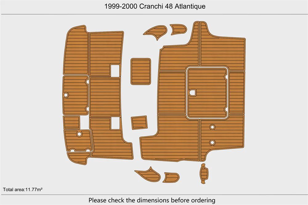 Eva foam Fuax teak seadek marine floor For 1999-2000 Cranchi 48 Atlantique Cockpit Swim Platform 1/4