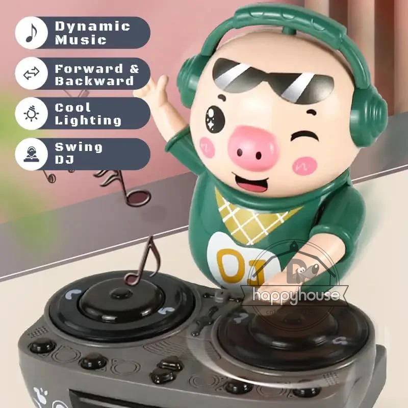 อิเล็กทรอนิกส์ DJ Light เพลงเต้นรําหมูของเล่นของเล่นดนตรีน่ารัก Swing เต้นรํา Piggy ของเล่นเพลงไฟ LED ของเล่นดนตรีสําหรับเด็ก