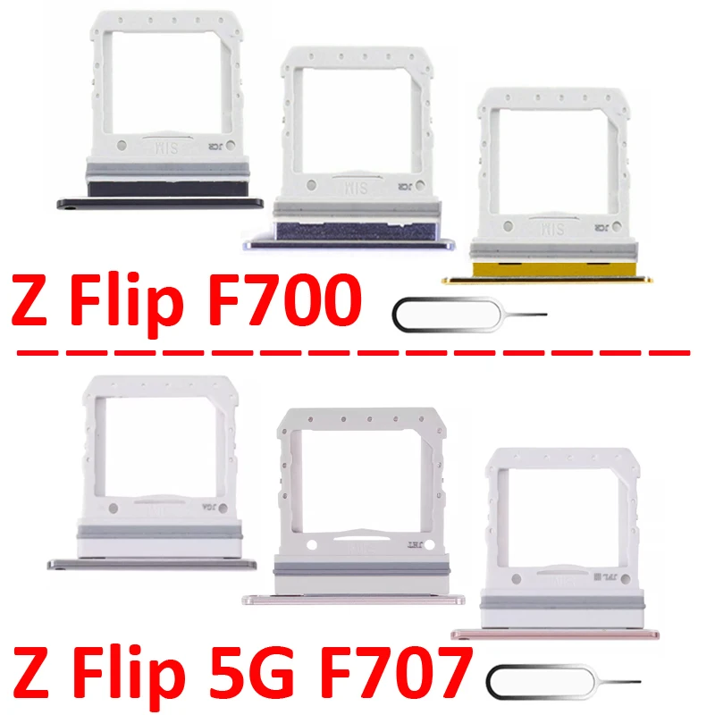 For Samsung Galaxy Z Flip 5G F700 F707 Phone New Housing Chip SIM Card Tray Slot Holder Pocket Parts Black Gold