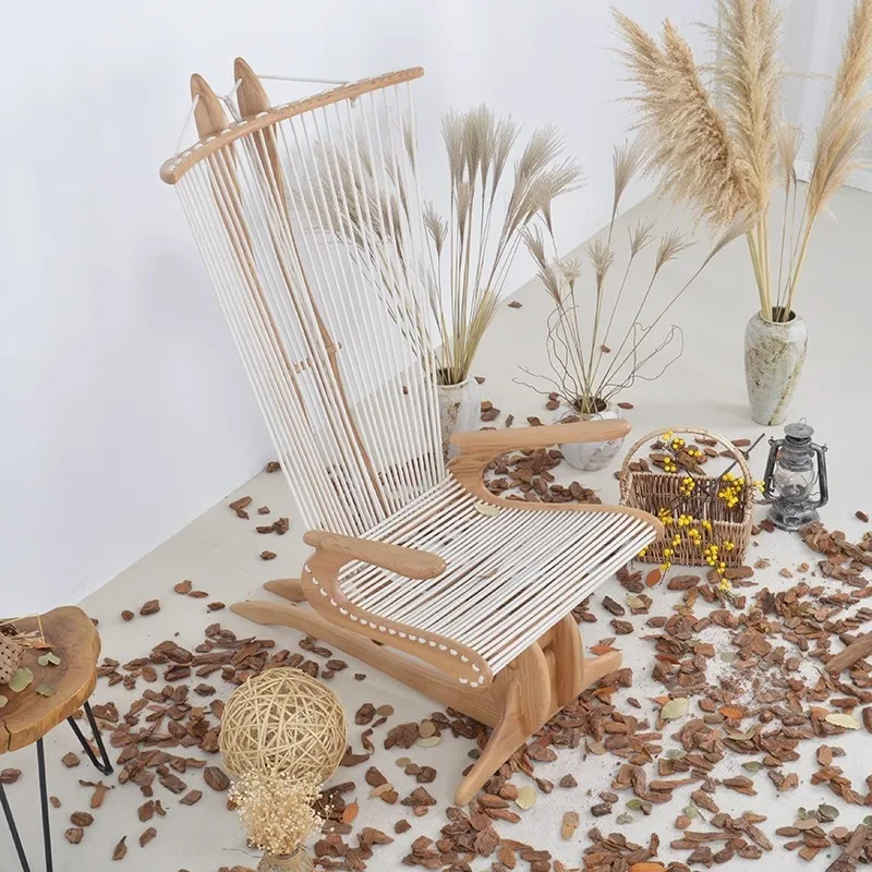 

Quiet wind leisure chair Home B & B Sailing chair Reclining chair Internet celebrity ash wood rope