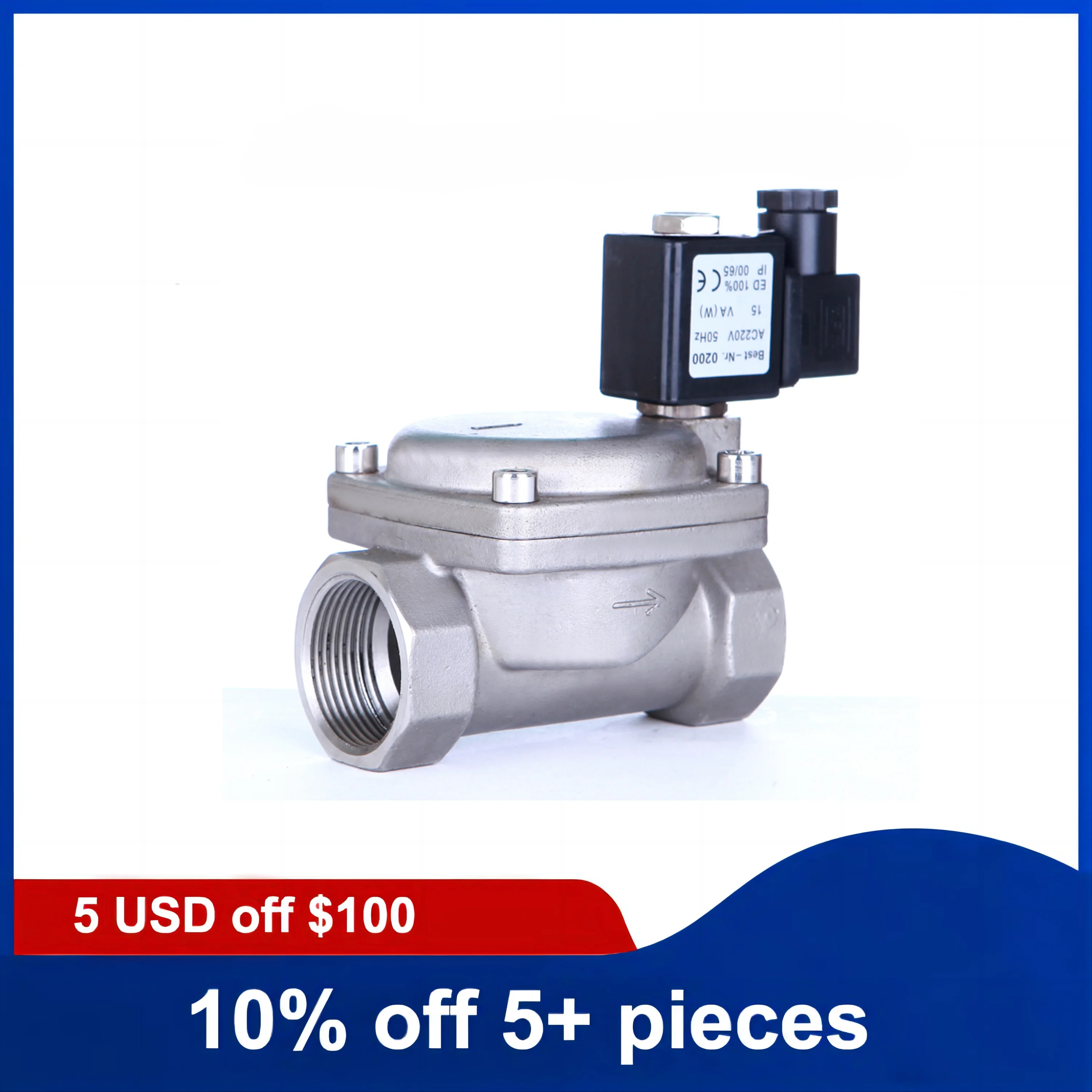 1-1/4inch Stainless Steel Normally Closed 16bar Solenoid Valve 220V 12V 24V High Pressure Solenoid Valve