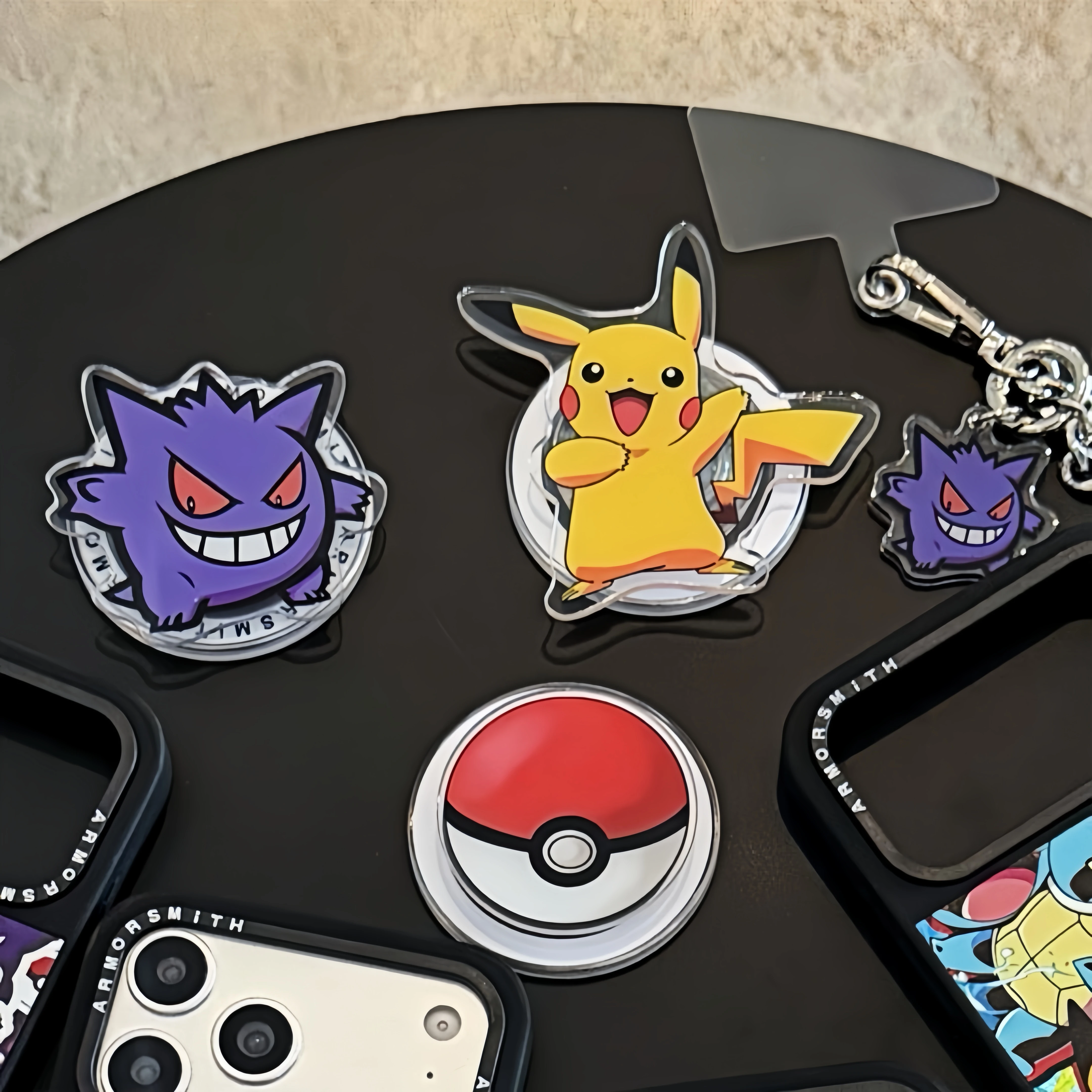 Classic Characters With Pikachu&PokéBall&Gengar Phone Stand For Samsung/IPhone/Magnetic Phone Case FoldingBack Retractable Holde