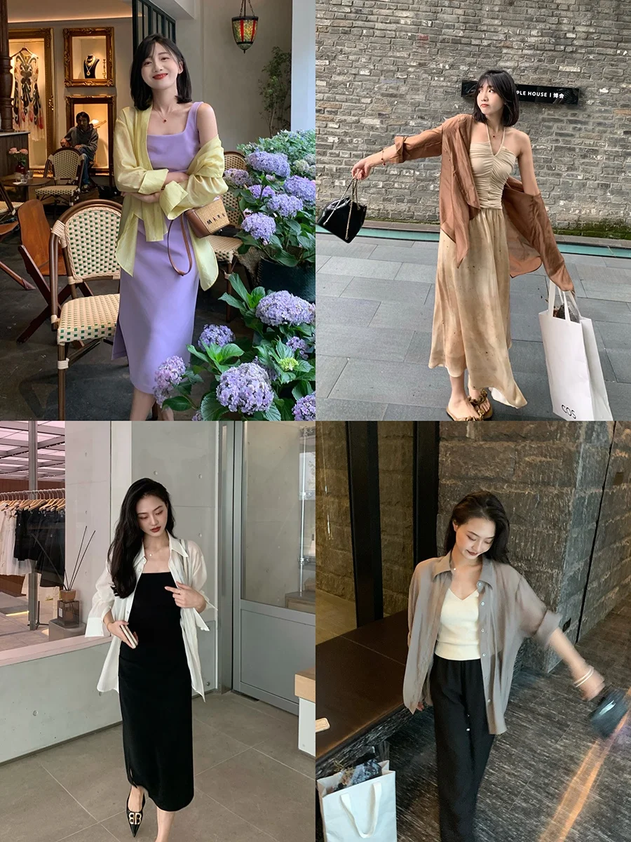 

Tina Silk Two-Way Wear Sunscreen irt Women's Premium Blouse UV Protection Faionable Versatile Clothing