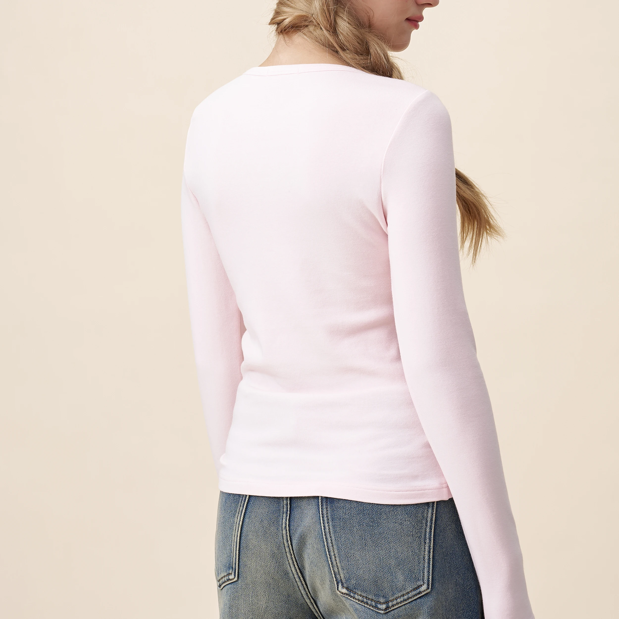 YESCCI Autumn New T Shirts For Woman Crew Neck Fitting Brushed Lining Daily Versatile Ladies Knit Basic T Shirt Femmes S55422083