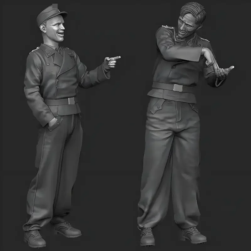 1/35 Resin Soldier Model - WWII Tank Soldiers (2 Figures), Conversation Scene, GK, White Mold, Unassembled and Unpainted