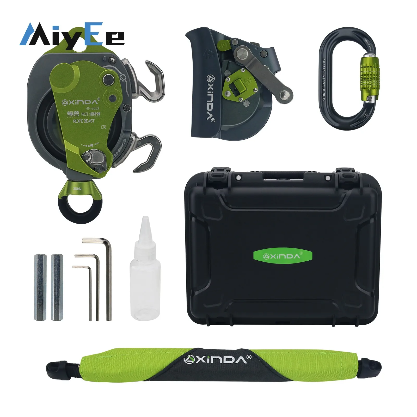 XDT8653 Electric Ascender Unidirectional Pulley Descender 200KG Lift Retarder for 10.5-11mm Rope Climbing