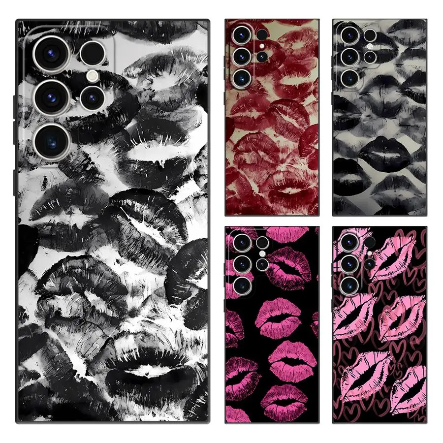 Case for Samsung Galaxy S26 S20 S24 Plus S23 S10 S9 Note 20 Ultra 8 9 10 S21 FE S25 Ultra Funda Phone Cover Creativity Lip Print
