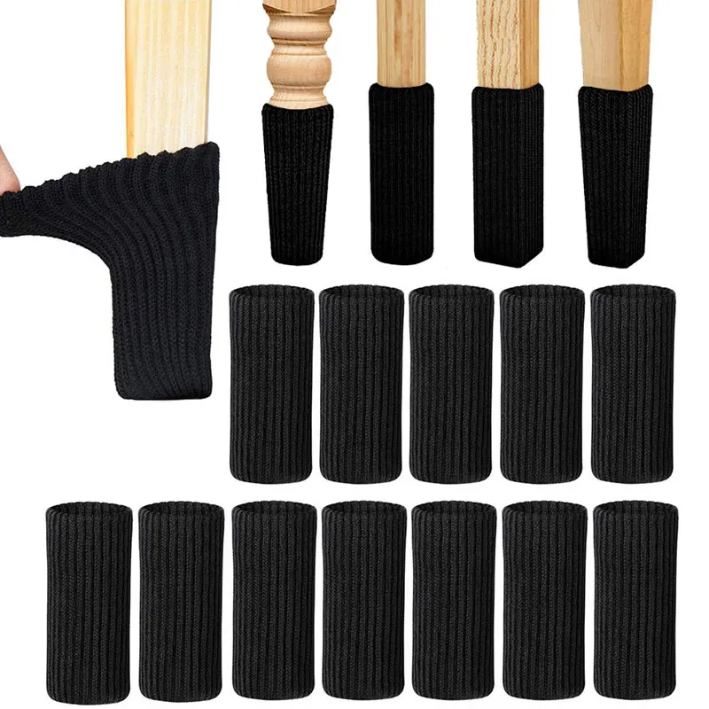 4/24Pcs Anti-slip Pads Silent Thicken Table Chair Leg Socks Covers Chair Legs Socks Knitted Furniture Feet Floor Protectors