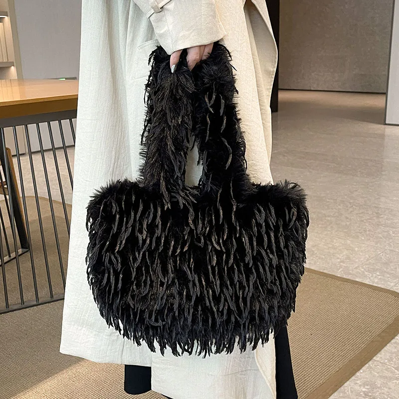 Black Plush Tote Ba… - image