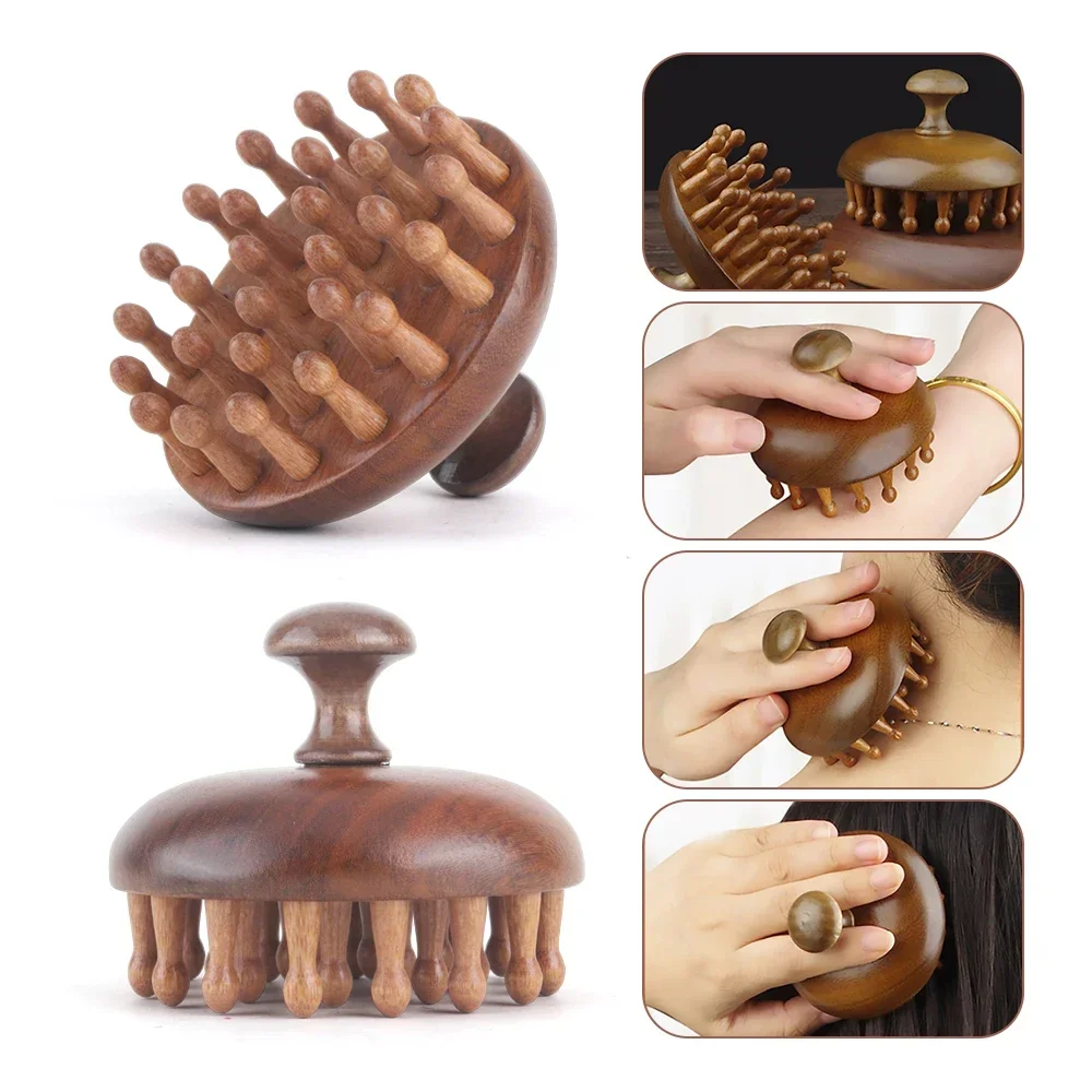 

Multi-Functional Wood Therapy Massage Comb Scalp Head Massager Natural Sandalwood Circular Tooth Guasha Scraping Body Massager